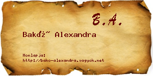 Bakó Alexandra névjegykártya